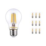 Mehrfachpackung 10x Noxion Lucent LED E27 Birne Fadenlampe Klar 8.5W 1055lm - 827 Extra Warmweiß | Ersatz Für 75W