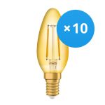 Mehrfachpackung 10x Osram Vintage 1906 LED E14 Kerze Gold 1.5W 120lm - 824 Extra Warmweiß | Ersatz Für 15W