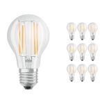 Mehrfachpackung 10x Osram CLASSIC LED E27 Birne Fadenlampe Klar 7.5W 1055lm - 827 Extra Warmweiß | Dimmbar - Ersatz Für 75W