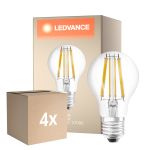 Mehrfachpackung 4x Ledvance Classic LED E27 Birne Fadenlampe Klar 11W 1521lm - 827 Extra Warmweiß | Dimmbar - Ersatz Für 100W
