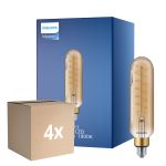 Mehrfachpackung 4x Philips Classic LED E27 Röhrenförmig Fadenlampe Gold 7W 470lm - 820 Extra Warmweiß | Ersatz Für 40W