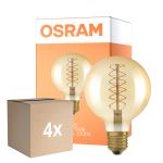 Mehrfachpackung 4x Osram Vintage 1906 LED E27 Globe Fadenlampe Gold 95mm 7W 600lm - 822 Extra Warmweiß | Dimmbar