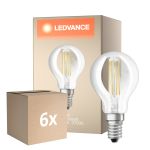 Mehrfachpackung 6x Osram Classic LED E14 Kugel Fadenlampe Klar 5.5W 806lm - 827 Extra Warmweiß | Dimmbar - Ersatz Für 60W