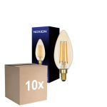 Mehrfachpackung 10x Noxion Lucent LED E14 Kerze Fadenlampe Messing B35 4.5W 400lm - 822 Extra Warmweiß | Dimmbar - Ersatz Für 35W
