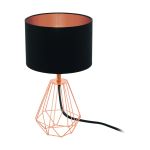 Eglo Tischlampe Carlton 2 Stahl Bernstein Schwarz | IP20 - Geeignet für 1x E14 