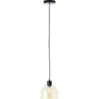 Brilliant Casto Pendelleuchte Glas Pendelleuchte Metall Schwarz Beige | 190mm - Geeignet für 1x E27