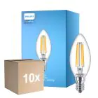 Mehrfachpackung 10x Philips Corepro LED Kerze E14 Fadenlampe Klar 6.5W 806lm - 827 Extra Warmweiß | Ersatz Für 60W