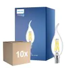 Mehrfachpackung 10x Philips MASTER LED E14 Gebogen-tip Kerze Fadenlampe Klar 2.5W 340lm - 922-927 Dim To Warm | Höchste Farbwiedergabe - Dimmbar - Ersatz Für 25W