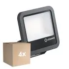 Mehrfachpackung 4x Ledvance LED-Scheinwerfer Aluminium Schwarz 69W 10000lm 100D - 865 Tageslichtweiß | IP66 - Symmetrisch