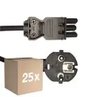 Mehrfachpackung 25x Noxion GST - Kompatibel Versorgungskabel Schwarz - Weiblich + Schuko Europlug - 2m - 3 pole 0.75mm2