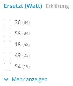 Filter Ersetzt (Watt)